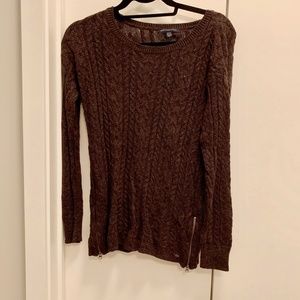 Brown Sweater with Side Zippers